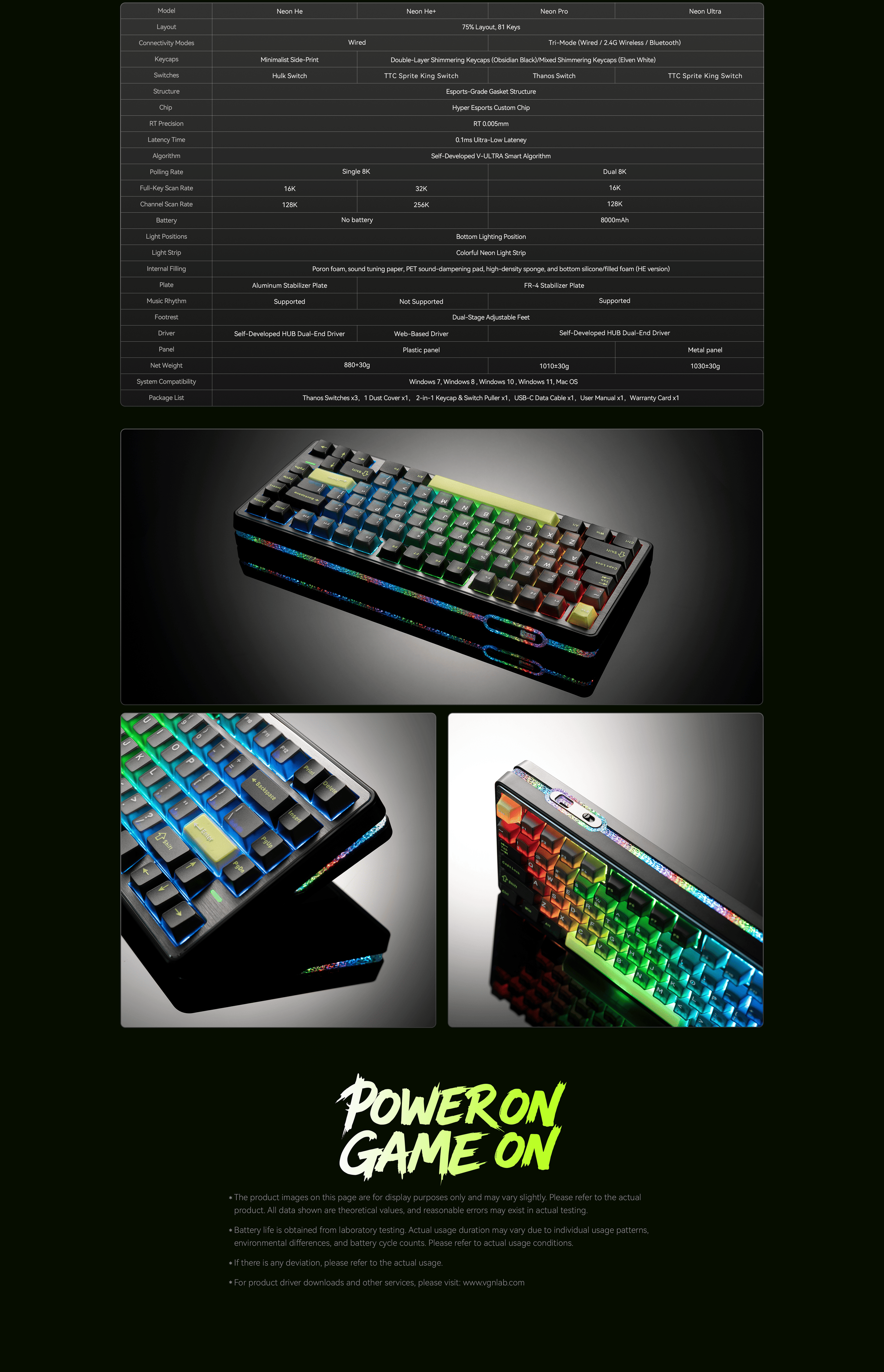 VGN Keyboard Detailed Product Specifications