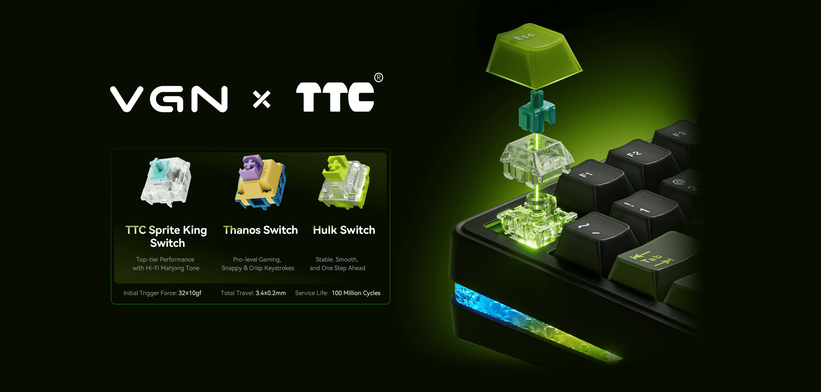 VGN Neon Esports Keyboard Key Feature