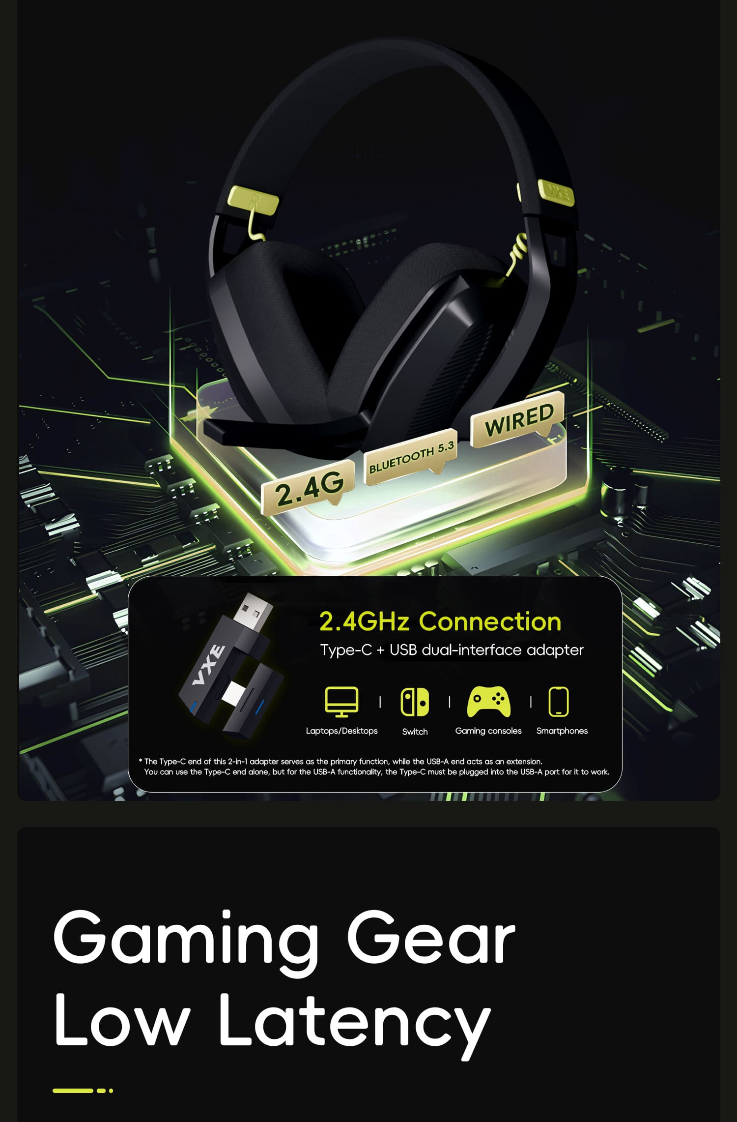 VGN VXE Siren V1 トリモード軽量ゲーミングヘッドセット