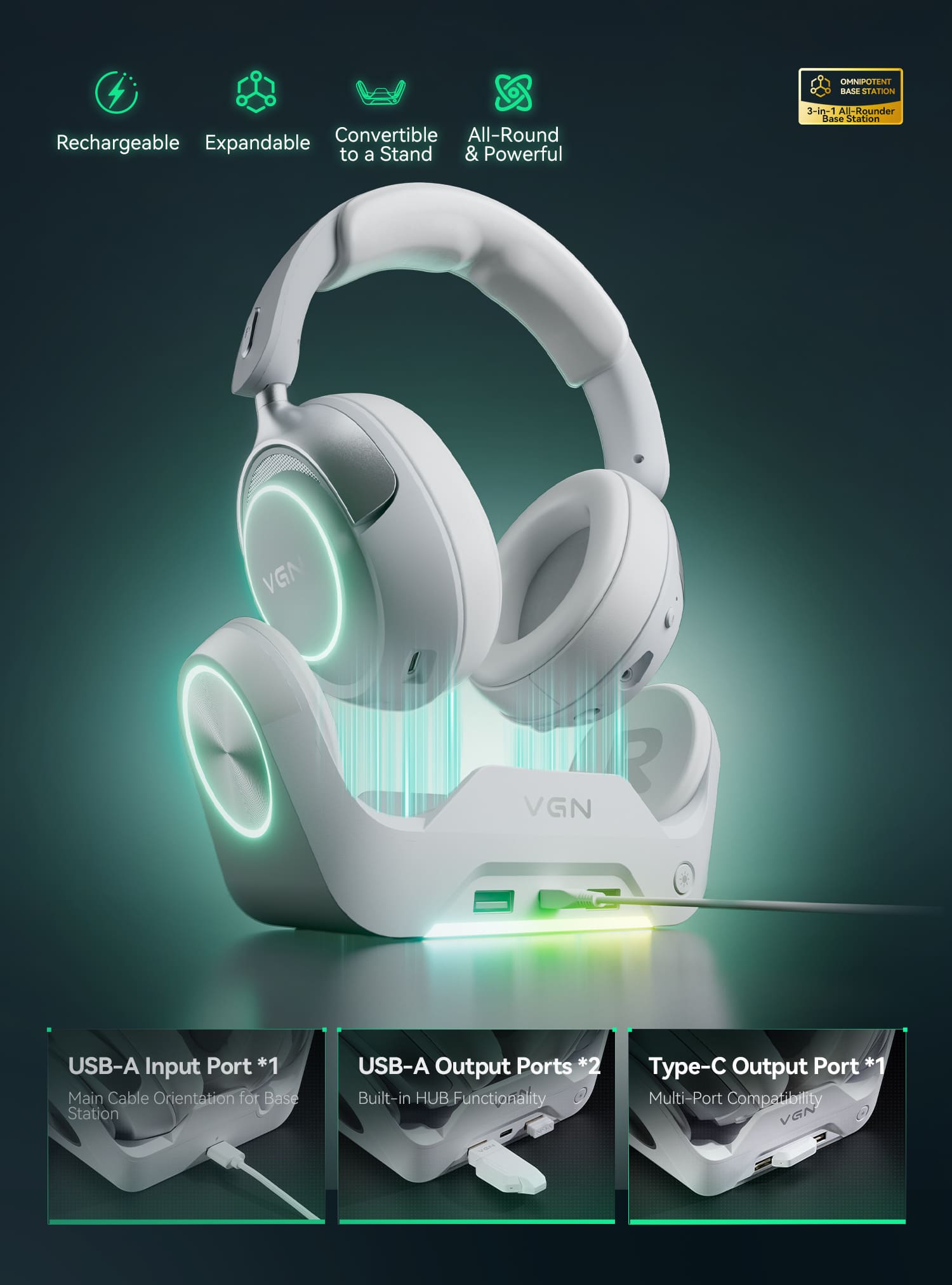 Trạm sạc RGB 3 trong 1 của VGN Zhouting Pro Max